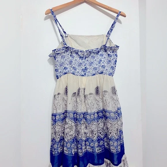 Silk Anna Sui Elephant Ruffle Dress - Picture 3 of 7